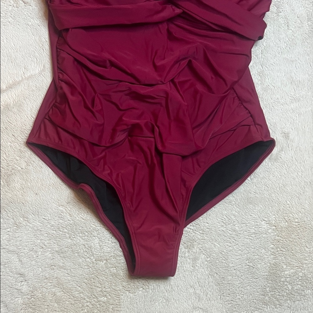 NWT Swimsuits For All Burgundy One Piece Swimsuit - Picture 4 of 12